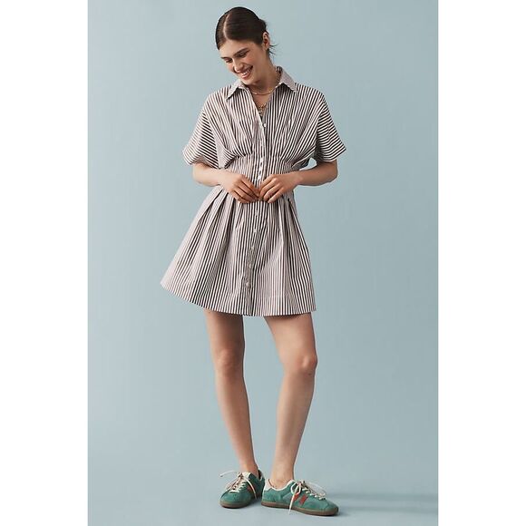 tobie button front pleated shirt dress The Tobie Button-Front Pleated Shirt Dress